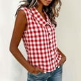 thumbnail image 5 of Yievot Womens Plaid Button Down Shirts Collared Sleeveless Shirts Relaxed Fit Casual Summer Tops, 5 of 8
