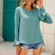 thumbnail image 2 of Blusas de trabajo de manga larga Casual cuello redondo acampanado Jacquard Polka Dots Top de trabajo para mujeres, 2 of 6