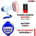 thumbnail image 4 of 5 Core Megaphone 30W Bull Horn PA Speaker w 800 Yards Range USB Loud Siren Voice Amplifier Portable, 4 of 9