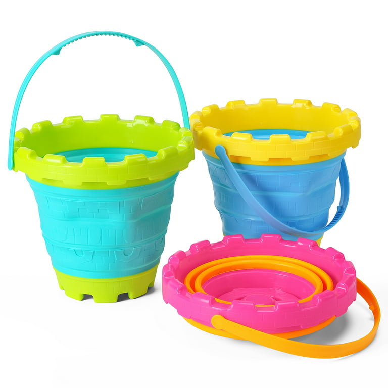 Foldable Bucket, 3PCS Foldable Pail Bucket Collapsible Buckets with Rake  and Shovel for , Dog Bowls, Camping 