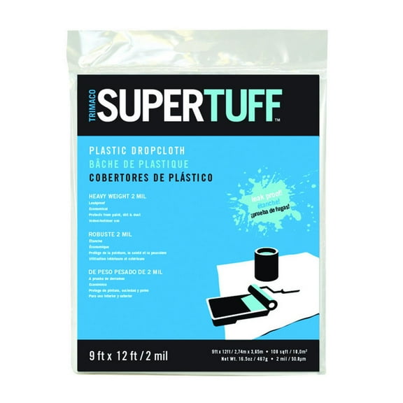 Trimaco Drop Cloth,LDPE,Clear,9 ft.L,2 mil 03304