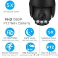 thumbnail image 2 of Cámara IP HD 1080P 5X Zoom, Wifi, PTZ, Audio impermeable, 2,7-13,5mm, lente de enfoque automático, 2MP, inalámbrica, CCTV, CamHi al aire libre, 2 of 3