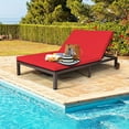 thumbnail image 1 of Gymax Adjustable Patio Rattan 2 Person Recliner Lounge Chair w/ Red Cushion Wheel, 1 of 10
