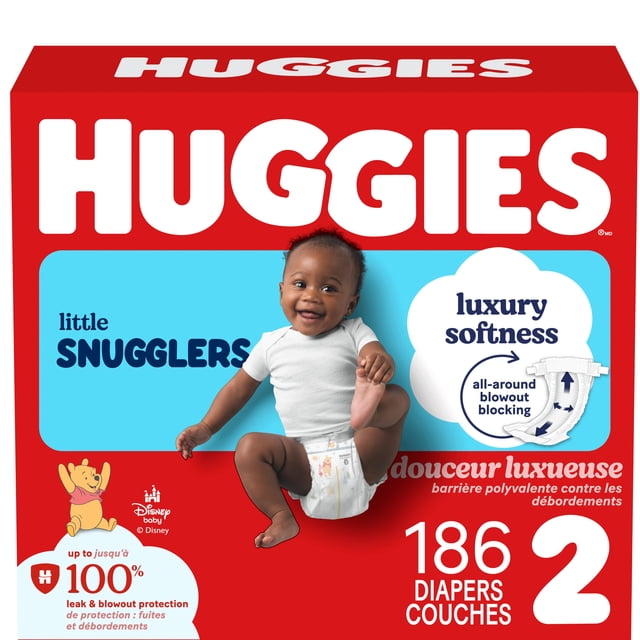 Huggies Little Snugglers Baby Diapers, Econo pack, Size 2, Count 186