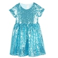 thumbnail image 1 of EnJoCho Robe à Paillettes pour Filles Manches Courtes Brillante Décontractée Ample Col Rond Été Robe Trapèze Mignonne pour Fête, 1 of 3