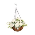 thumbnail image 3 of Cesta colgante de flores artificiales, maceta con cadena para exteriores blanco, 3 of 9