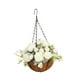 thumbnail image 3 of Cesta colgante de flores artificiales, maceta con cadena para exteriores blanco, 3 of 9