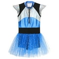 thumbnail image 3 of Doomiva Kids Girls Alien Halloween Dress-up Cap Sleeve Metallic Tutu Dresses Leotard Outer Space Man Robot Dancewear Blue 14, 3 of 5