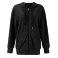 thumbnail image 3 of Suéteres para Mujer, Sudaderas de Punto de Larga con Cremallera, Sudaderas Acanaladas, Sudaderas Casuales Holgadas con Bolsillo. Negro M, 3 of 9