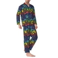 thumbnail image 2 of KLL Magical Mushrooms and Flowers Sleepwear Mens Flannel Pajamas,Long Cotton Pj Set, 2 of 7