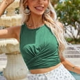 thumbnail image 4 of Camisa sin mangas con cuello redondo y parte delantera torcida para mujer, camiseta sin mangas elegante con pajarita en la espalda de Color liso para fiesta en la playa, 4 of 8
