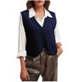 thumbnail image 2 of Chaqueta y abrigo informal sin mangas y sin capucha para mujer, de color liso, con botones, sin mangas, cárdigan corto de punto, blusa para mujer, 2 of 7