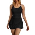thumbnail image 2 of One Piece Swimdress Swimsuits for Women Scoop Neck High Waisted Tummy Control Modest Swim Dresses Skirt Bathing Suit, 2 of 6