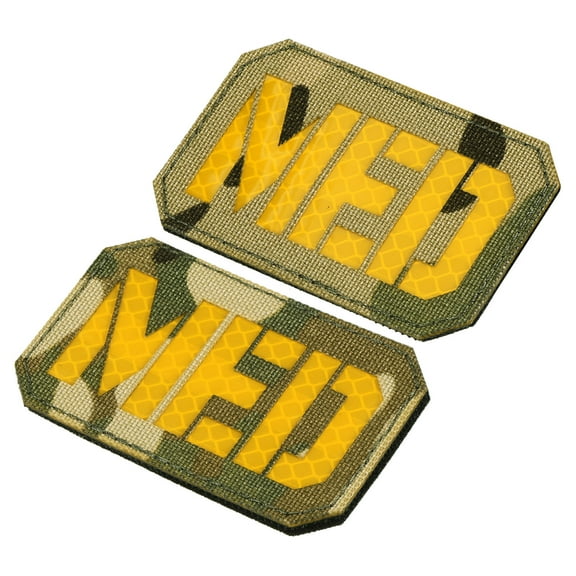 Uxcell 2x3" Reflective MED Patch EMS EMT Hook and Loop Fastener Badge, Camo Yellow 2 Pack