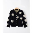 thumbnail image 3 of REDHOTYPE New Ladies Printed Sweater Small Autumn Chrysanthemum Embroidered Knit Long Sleeve Button Cardigan Jacket, 3 of 4