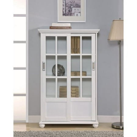 Altra Bookcase with Sliding Glass Doors - White