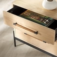 thumbnail image 4 of Safvaieh Couture Chandri Scandinavian Wood and Metal Nightstand, Oak/Black, 4 of 14