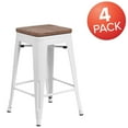 thumbnail image 3 of Flash Furniture Lily 4 Pk. 24" High Backless White Metal Counter Height Stool with Square Wood Seat, 3 of 14