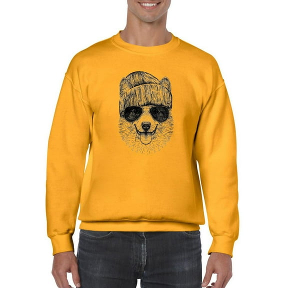 Cool Hipster Corgi Sweatshirt Men -Image by Shutterstock, Male Small