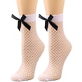 thumbnail image 1 of GDREDA Chaussettes de Course pour Femmes à la Mode en Résille Élastique à la Cheville Hautes Robe Ajourées en Maille Filet Chaussettes Collants Unies 1 Paire Blanc,, 1 of 6