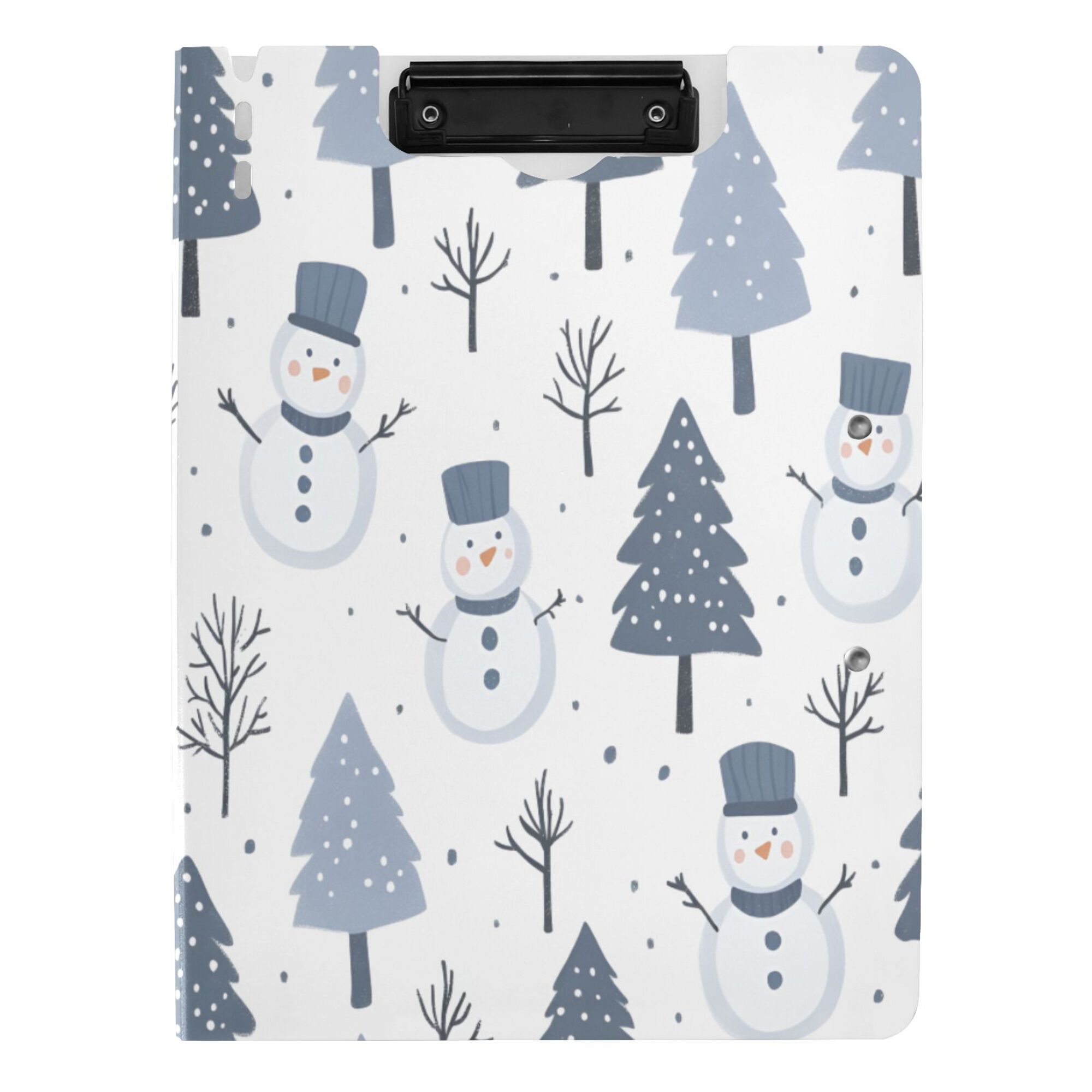 FORMRS A4 Clipboard Folder with Pen Holder Horizontal Foldable School Office Binder, Cute Snowmen