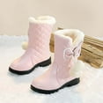 thumbnail image 4 of Pitauce Toddler Girls Leather Boots Thick Warm Plush Fleece Lined Snow Boots Waterproof Anti-Slip Winter Boots with Bowknot, 4 of 4