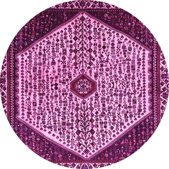 Ahgly Company Indoor Round Persian Pink Traditional Area Rugs, 7' Round