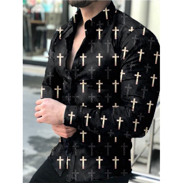 Cárdigan de lujo de moda para fiesta de graduación para hombre, camisa de solapa con botones y talla grande para eventos sociales, top informal con estampado de manga larga en dorado, morado y azul