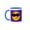 Blue/White, variant on 3drose, Flirty Smiling Face with Black Sunglasses - Summer Flirt Smilie with Shades - Purple Background, 11oz Mug