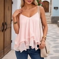 thumbnail image 5 of CAIVO Womens Tank Tops Spaghetti Strap Ruffle Trim V Neck Casual Summer Versatile Solid Color Classic Sleeveless Flowy Beach Tiered Camisole Top, 5 of 7