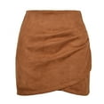 thumbnail image 4 of XIAONU Womens Suede Mini Skirt Soft Draped Trendy Skirts Elegant Casual Party Workout Warp Skirt, 4 of 4