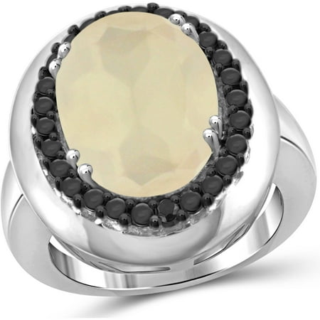JewelersClub 8-1/4 Carat T.G.W. Moonstone and Black Diamond Accent Sterling Silver Ring