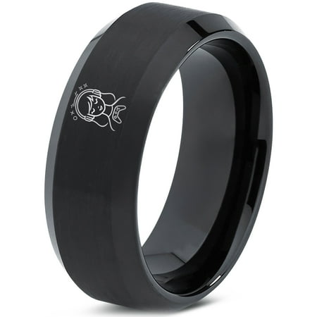 Blue Black Embellished Gamer Tungsten Ring Couple Gifts 50th Anniversary Gift for Parents Unisex Blue Black Embellished Gamer Tungsten Ring Couple Gifts 50th Anniversary Gift for Parents Unisex