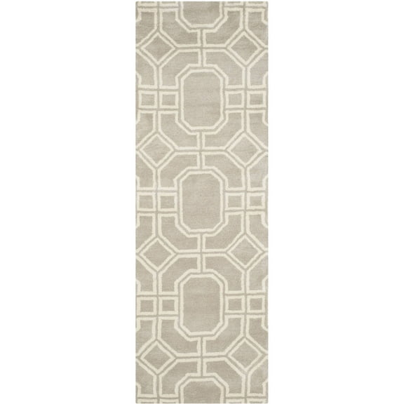 SAFAVIEH Soho Avery Geometric Wool Runner Rug, Grey/Ivory, 2'6" x 8'