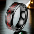 thumbnail image 2 of DESIGNICE Mens Rings,Bold Red and Black Color Design Stainless Steel Rings,Unique Dragon Engraving Tungsten Rings for Women,Minimalist Stainless Steel Rings for Men,6, 2 of 2