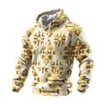 thumbnail image 1 of Ceisia Men's Regular-Fit Ethnic Print Quilted Hooded Sweatshirt (Beige-Brown) for Winter Gift, 1 of 2