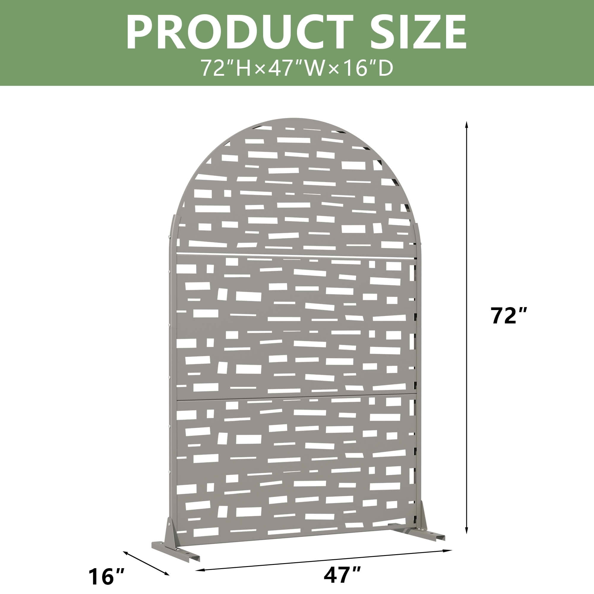 MAYEERTY 72X47" Metal Outdoor Gray Privacy Screen for Backyard & Garden, 3 Piece Set