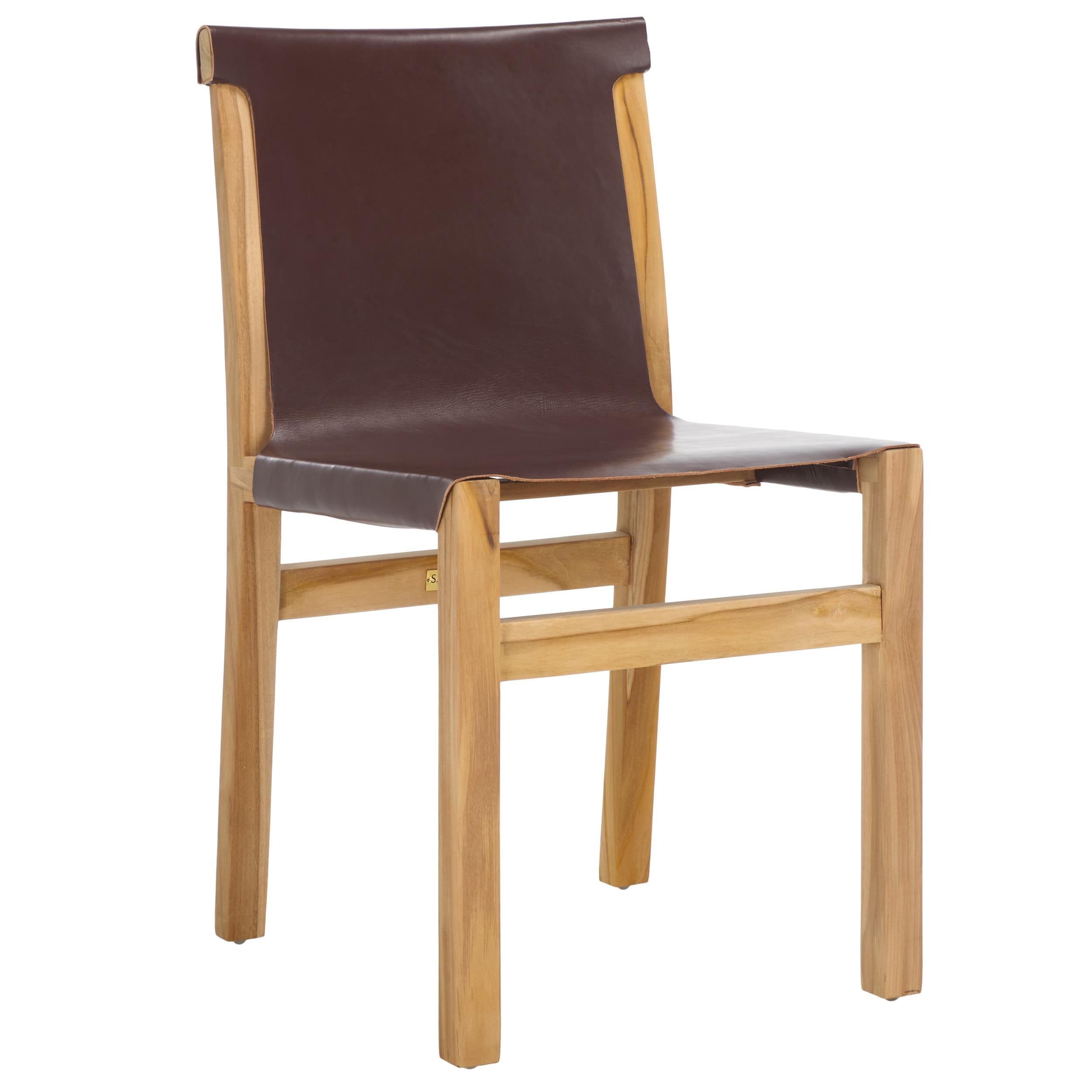 Safavieh Arian Scandinavian Wood and Leather Dining Side Chair, Cognac/ Natural