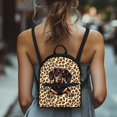 thumbnail image 4 of Eheartsgir Leopard Dachshund Print Everyday Carry Small Backpack Practical Small Backpack Purse for Hiking Travel, Polyester Zipper Closure Fashion Backpack Purse, 4 of 8