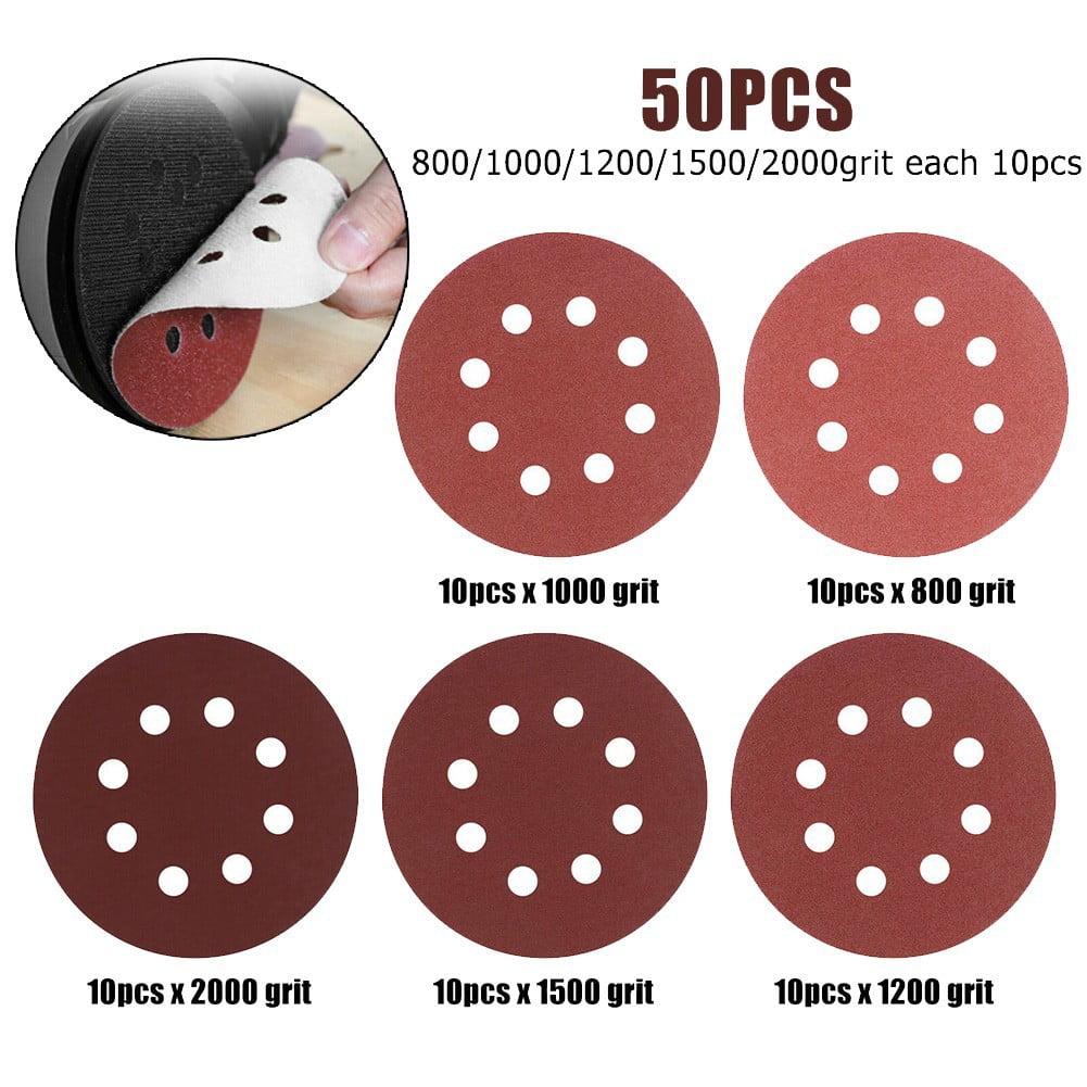 50pcs Sanding Sheets Round Discs Grinder Paper Pads Sandpaper 125mm 2000Grit 