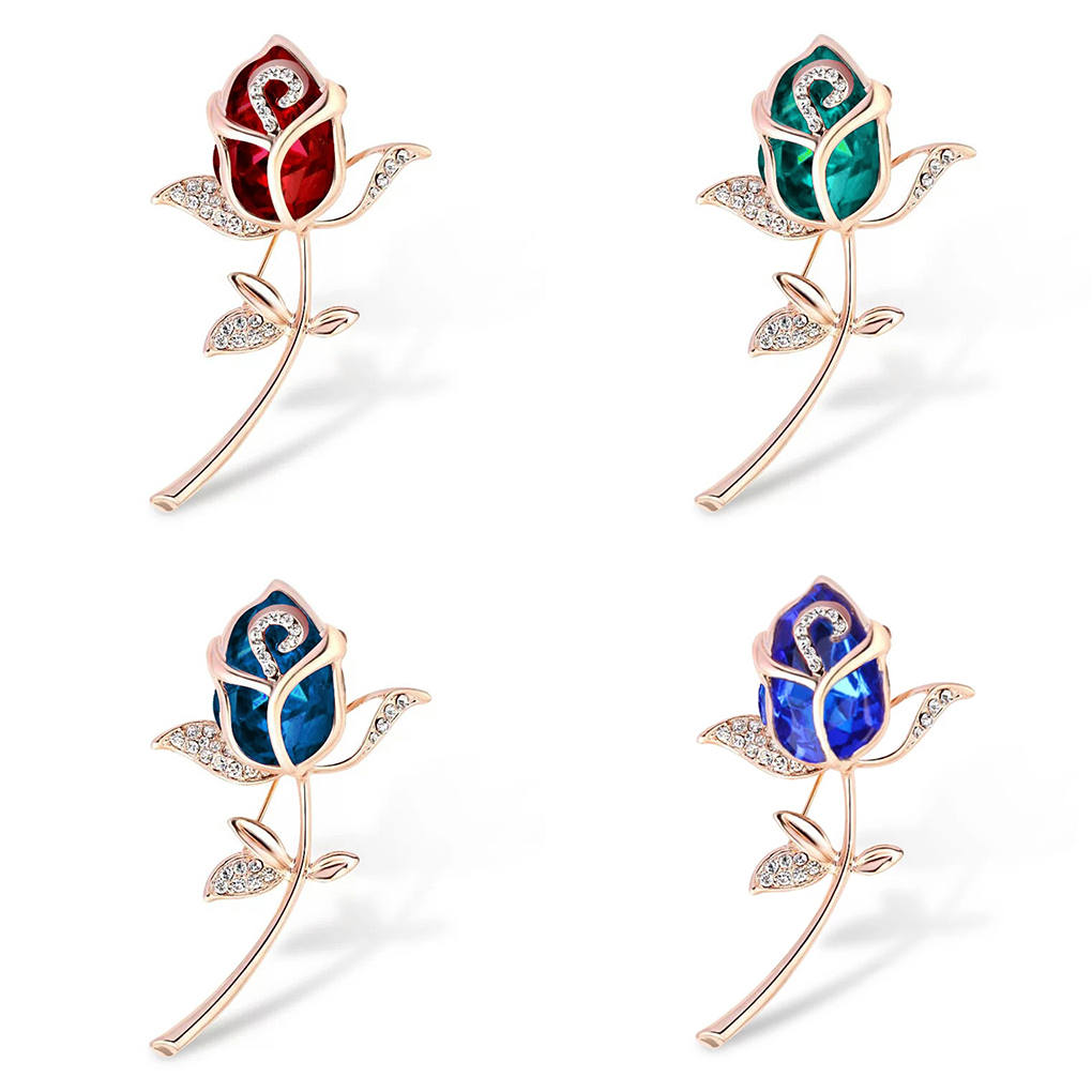 Dalazy Women Rose Flower Brooch Pin 