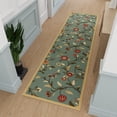 thumbnail image 2 of Ottomanson Floral Hallway Runner Rug 2'7" x 9'6" - Non Slip Low Pile Carpet, Seafoam Green, 2 of 13