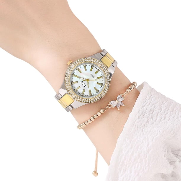 Reloj De Pulsera, Conjunto De Pulsera Elegante Para Mujer, Reloj De Acero Inoxidable Para Mujer, Accesorio De Moda, Decoración De Muñeca, Decoraciones De Joyería Inevent AP006299-02