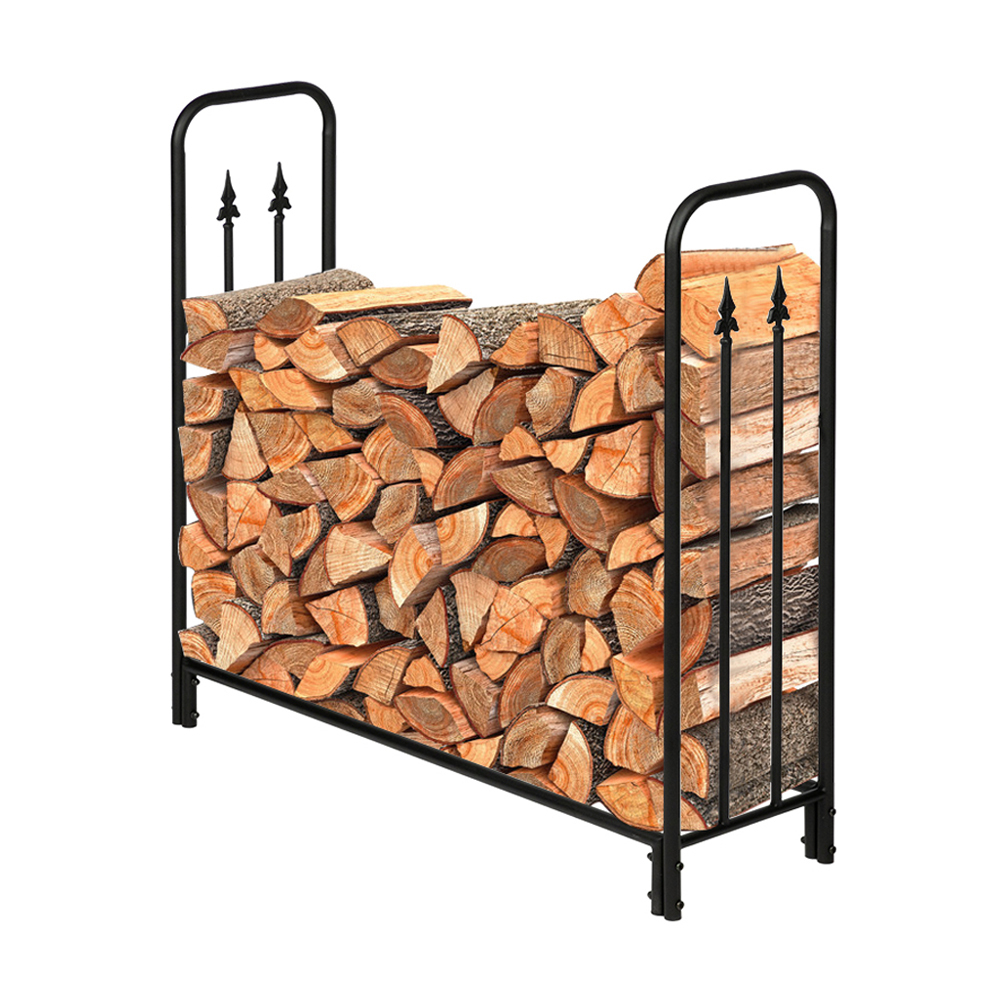 Tcbosik 3.8FT Outdoor Indoor Firewood Rack Holder for Fireplace Wood