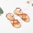 thumbnail image 4 of Ataiwee Women's Flat Slide Sandals - Casual Multiple Straps Criss Cross Thong Flat Summer Shoes., 4 of 7