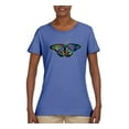 thumbnail image 2 of Colorful Rainbow Patterned Butterfly Animal Lover Womens Graphic T-Shirt, Light Blue, 3XL, 2 of 3