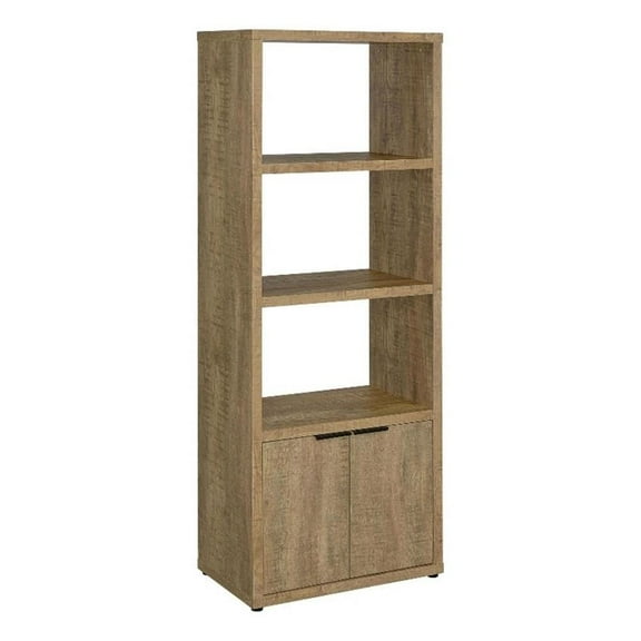 Tag 71 Inch Media Tower with 3 Shelves- 2 Doors- MDF Wood- Mango Brown