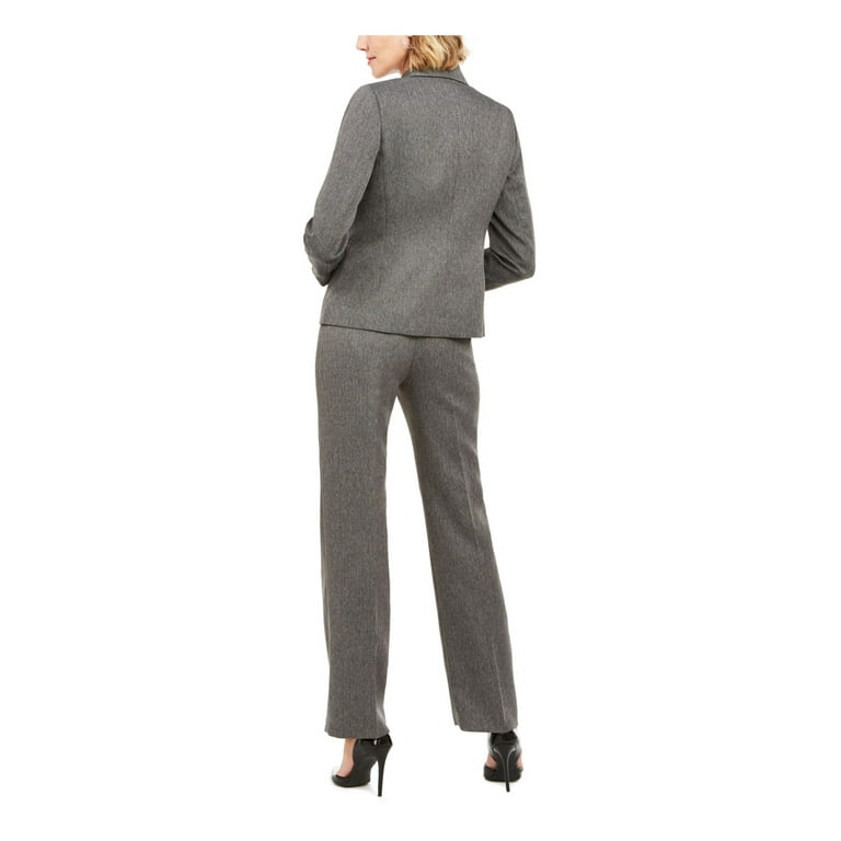 Le Suit Women's Herringbone Pantsuit Gray Size 8