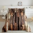 thumbnail image 2 of Manfei Old Wooden Strip Queen Comforter Set,Rustic Farmhouse Bedding Sets,Brown Beige Bedding Comforter Set For Teens,Ultra Soft Home Decor Reversible,3 Pieces, 2 of 8