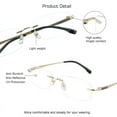 thumbnail image 2 of VisionGlobal Pure Titanium Frame for men/women Blue Light Blocking,Hand-set Diamond Fashion Glasses (Golden Clear, 1.00 Magnification), 2 of 5